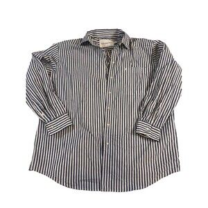 Calvin Klein Blue & White Striped Button-Up Shirt